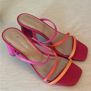Marc Fisher Pink and Orange Strappy Heels